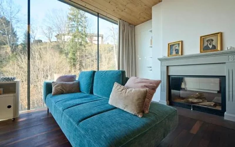 Luxus Design Apartment mit Panoramafenster - See - & Waldblick, wechselnde Kunst zum Erwerb